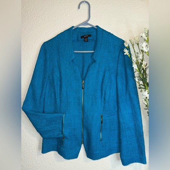 Alfani Women's Turquoise and Gold Hardware Jacket Size 8 - Picture 2 of 6